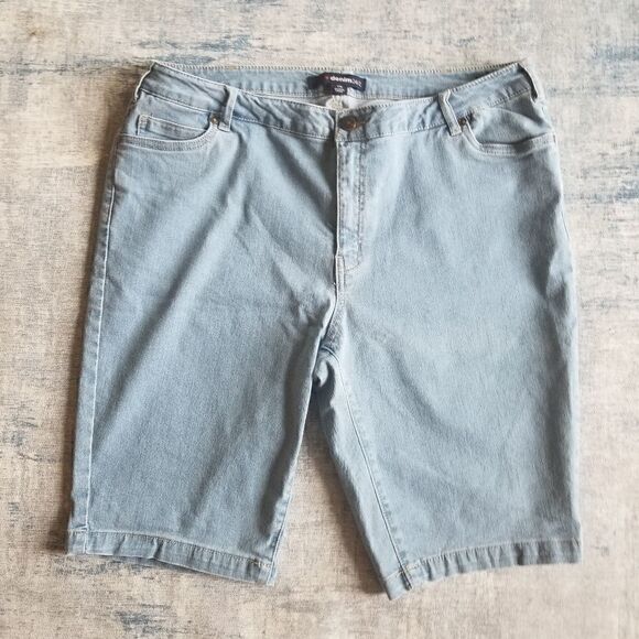 Denim 24/7 Pants - Womens Light Wash Blue Denim Shorts Denim 24/7 Size 18W